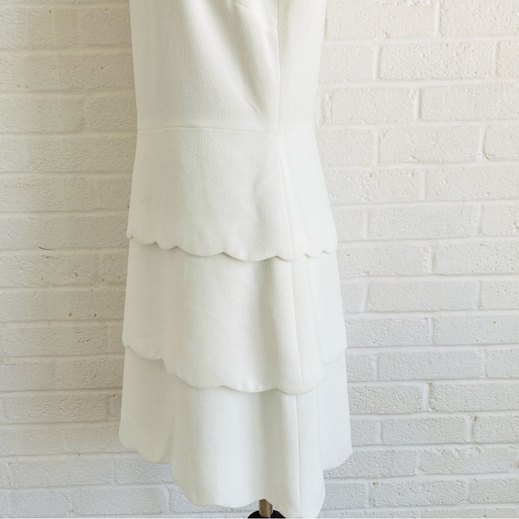 Club Monaco Colby White Dress Tiered White Scallop Mini Size 6 Wedding Shower - Picture 7 of 15